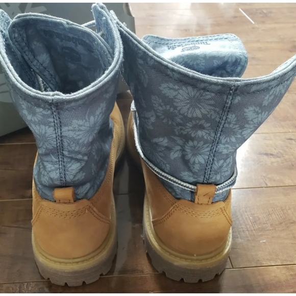 TIMBERLAND Earthkeepers Canvas Fold Down RARE WHEAT/ FLORAL Boots Women Sz US7.5 - Picture 2 of 12